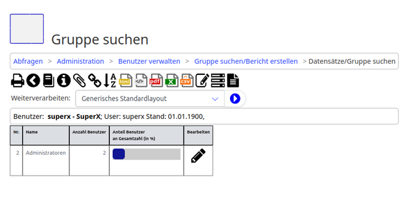 Tabelle Gruppe suchen